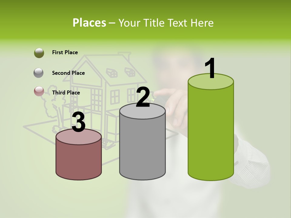 A Man Drawing A House On A Green Background PowerPoint Template