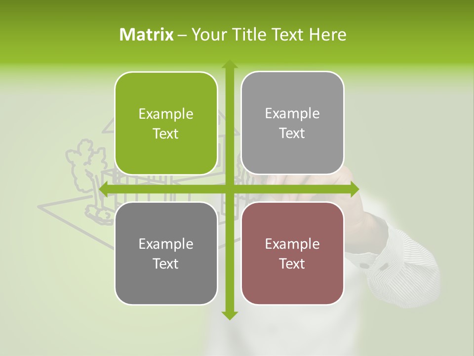 A Man Drawing A House On A Green Background PowerPoint Template