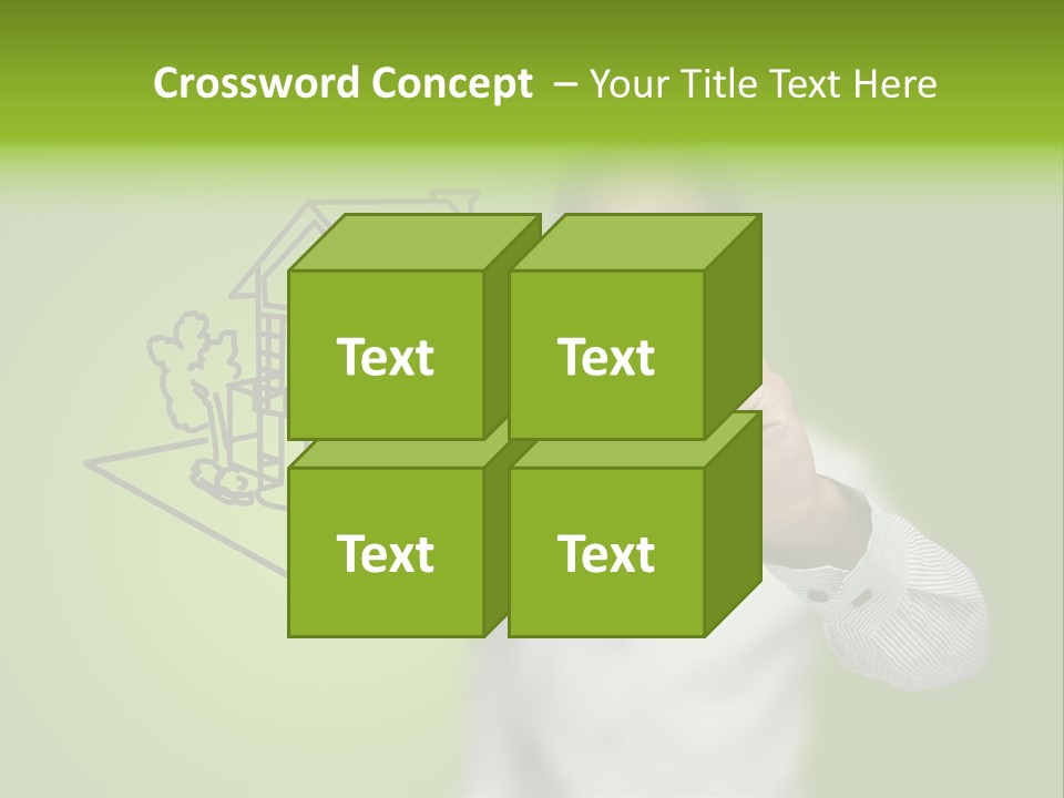 A Man Drawing A House On A Green Background PowerPoint Template