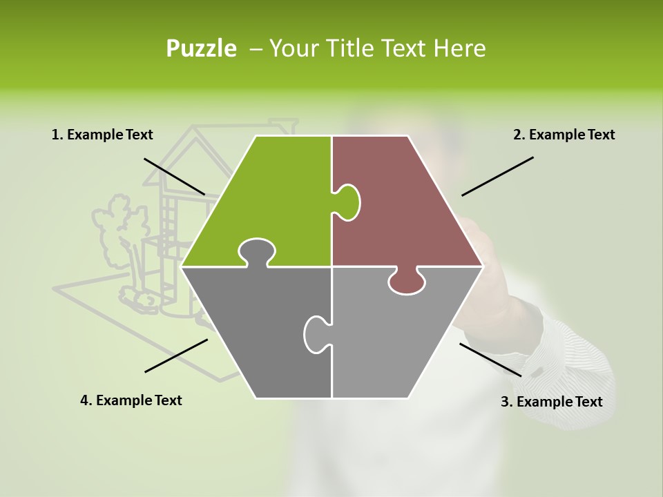 A Man Drawing A House On A Green Background PowerPoint Template