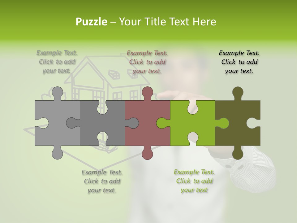 A Man Drawing A House On A Green Background PowerPoint Template