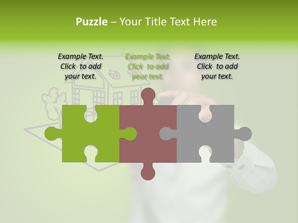 A Man Drawing A House On A Green Background PowerPoint Template