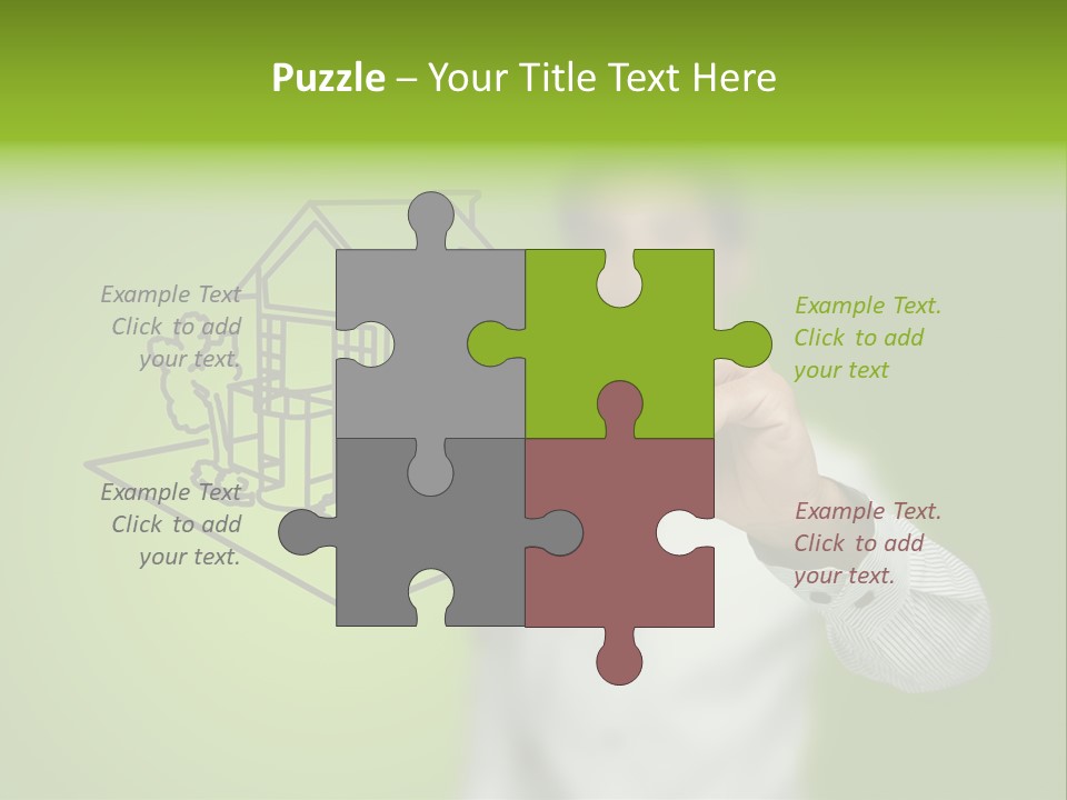 A Man Drawing A House On A Green Background PowerPoint Template