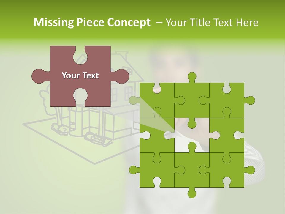 A Man Drawing A House On A Green Background PowerPoint Template