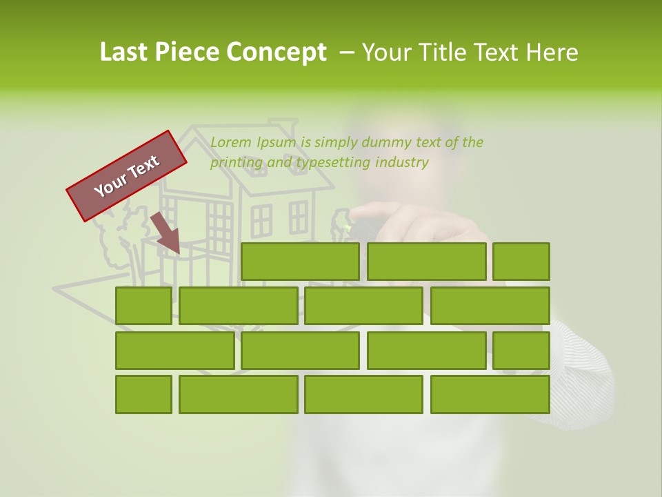 A Man Drawing A House On A Green Background PowerPoint Template