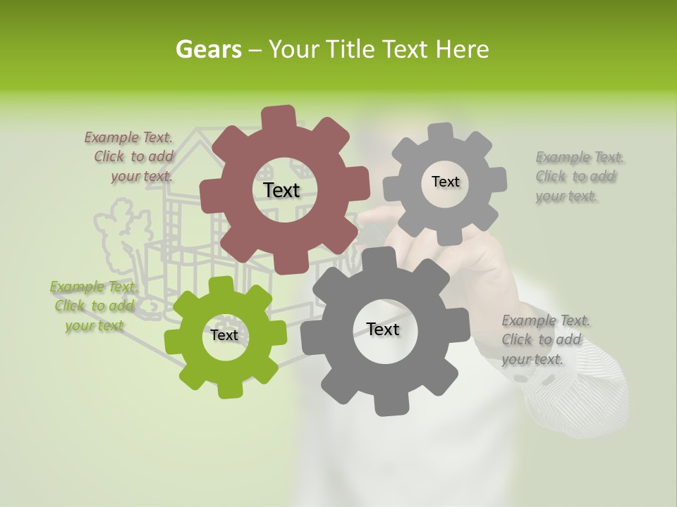 A Man Drawing A House On A Green Background PowerPoint Template