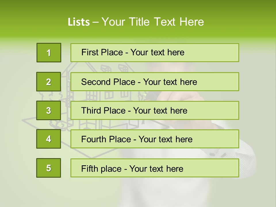 A Man Drawing A House On A Green Background PowerPoint Template