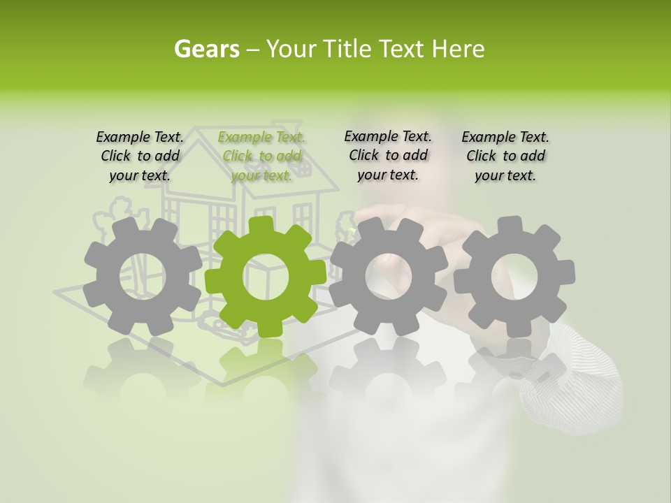 A Man Drawing A House On A Green Background PowerPoint Template