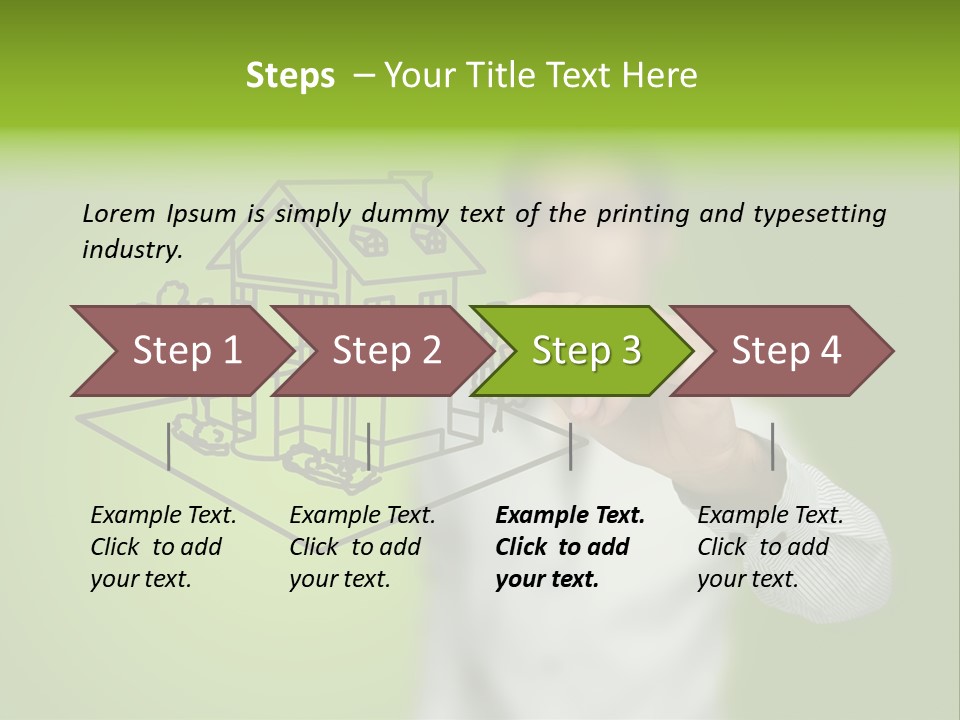A Man Drawing A House On A Green Background PowerPoint Template