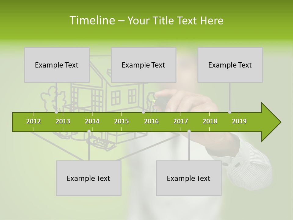 A Man Drawing A House On A Green Background PowerPoint Template
