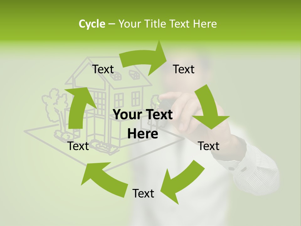 A Man Drawing A House On A Green Background PowerPoint Template