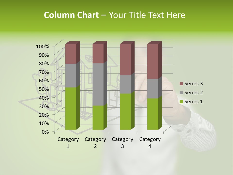 A Man Drawing A House On A Green Background PowerPoint Template