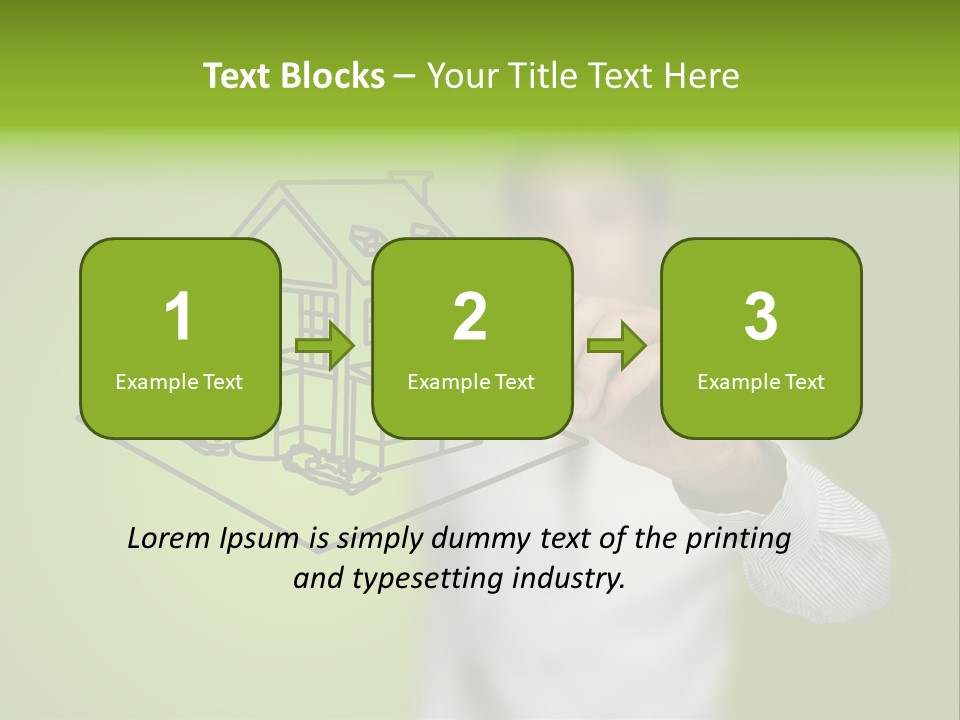 A Man Drawing A House On A Green Background PowerPoint Template