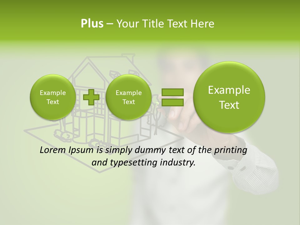A Man Drawing A House On A Green Background PowerPoint Template