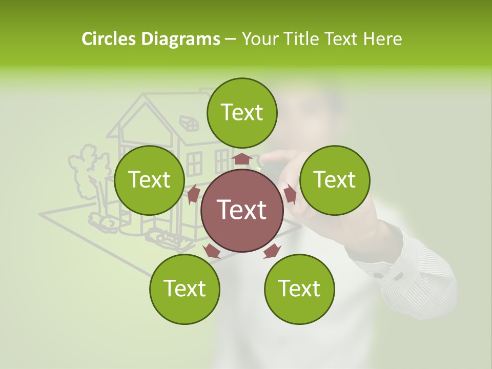 A Man Drawing A House On A Green Background PowerPoint Template