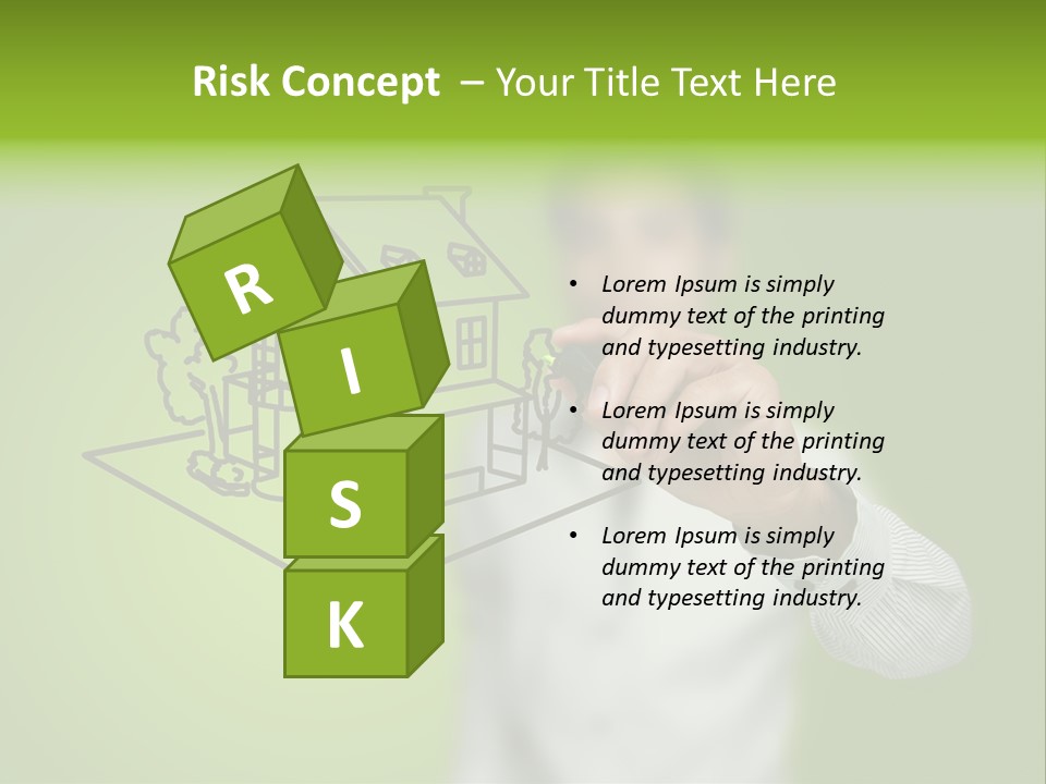 A Man Drawing A House On A Green Background PowerPoint Template