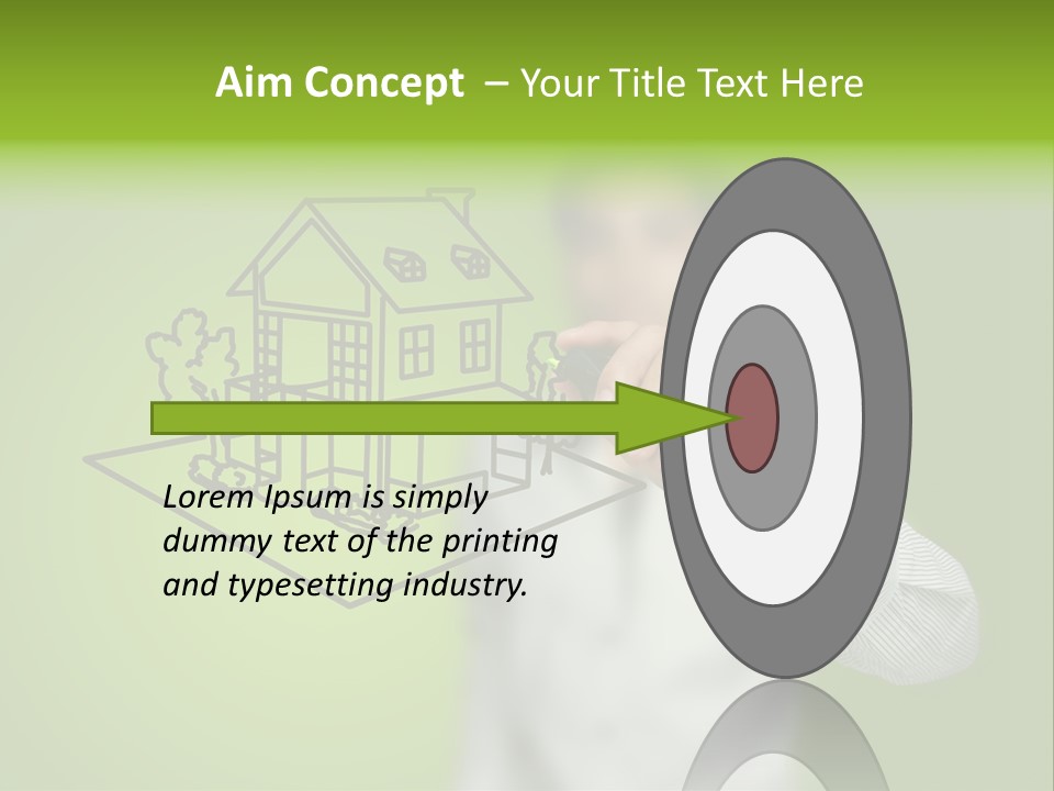 A Man Drawing A House On A Green Background PowerPoint Template