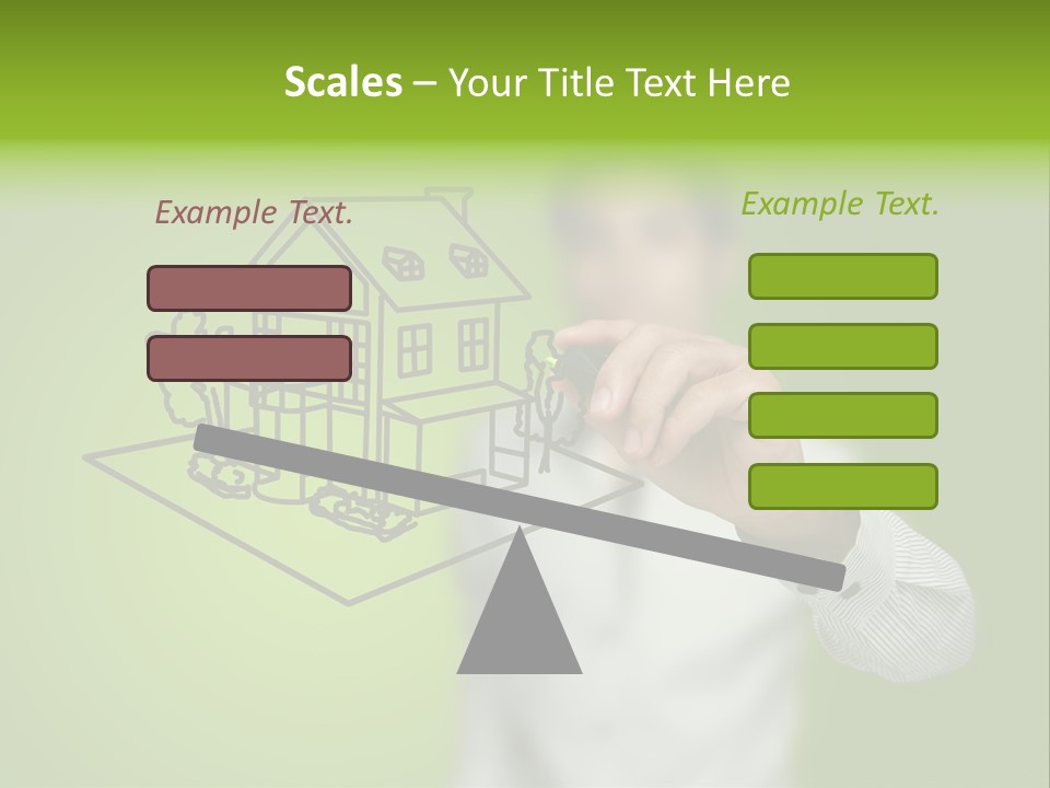 A Man Drawing A House On A Green Background PowerPoint Template