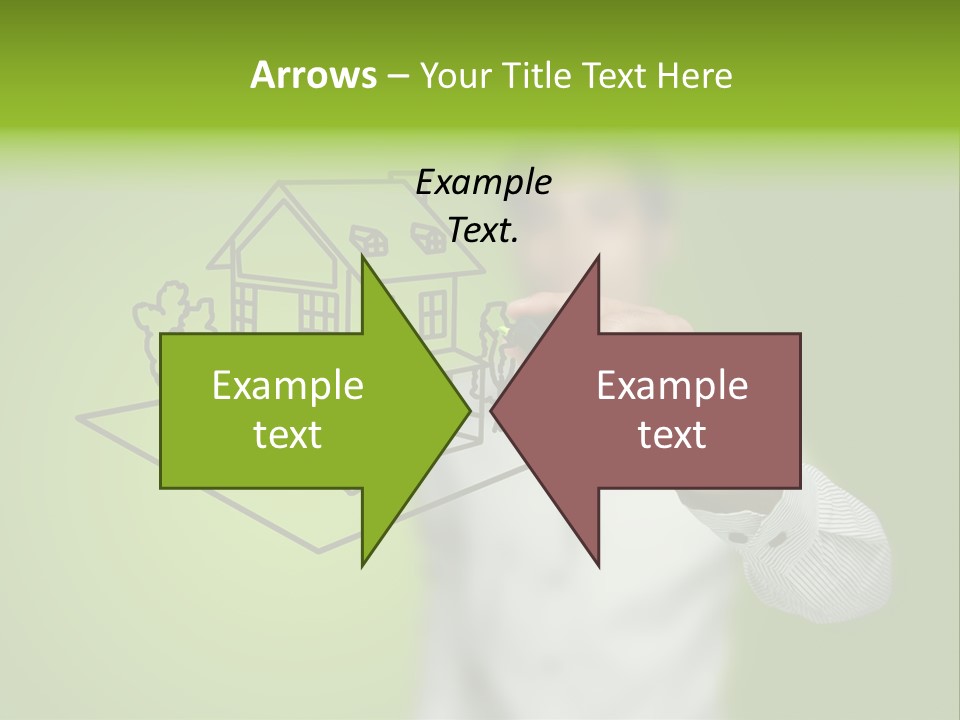 A Man Drawing A House On A Green Background PowerPoint Template