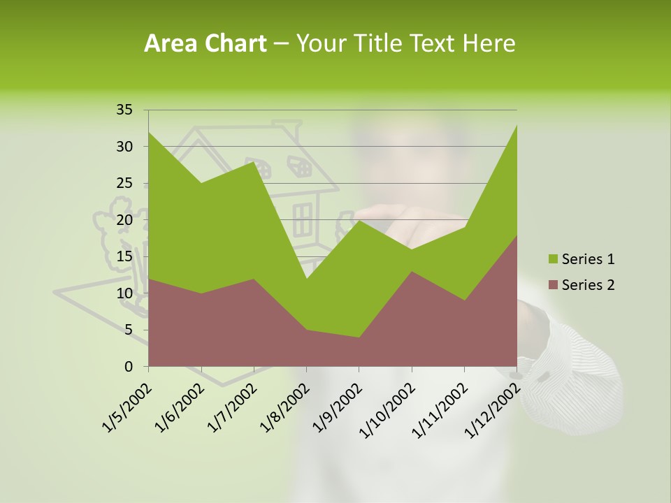 A Man Drawing A House On A Green Background PowerPoint Template