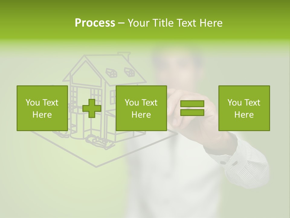 A Man Drawing A House On A Green Background PowerPoint Template