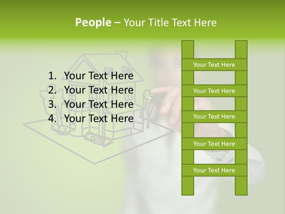 A Man Drawing A House On A Green Background PowerPoint Template