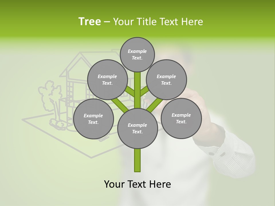 A Man Drawing A House On A Green Background PowerPoint Template