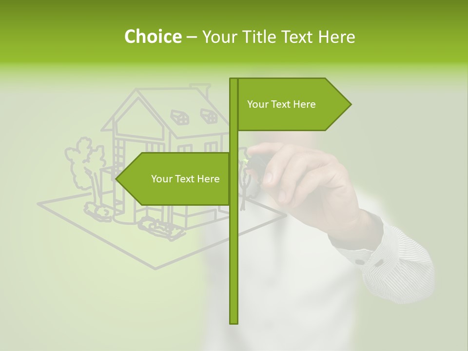 A Man Drawing A House On A Green Background PowerPoint Template