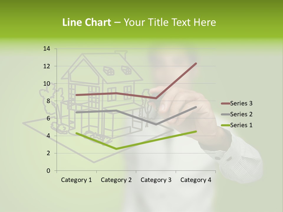 A Man Drawing A House On A Green Background PowerPoint Template
