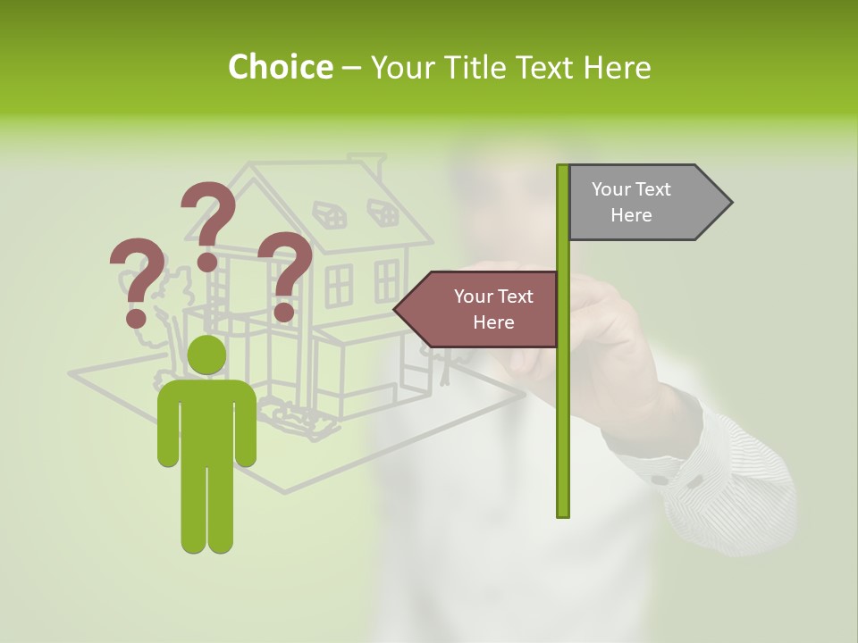 A Man Drawing A House On A Green Background PowerPoint Template