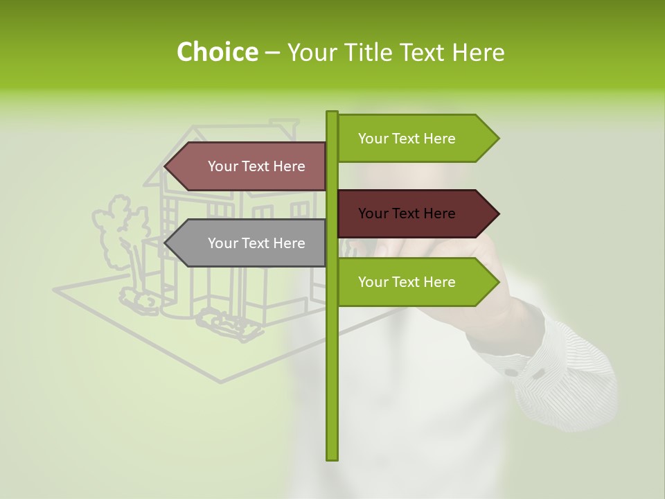 A Man Drawing A House On A Green Background PowerPoint Template