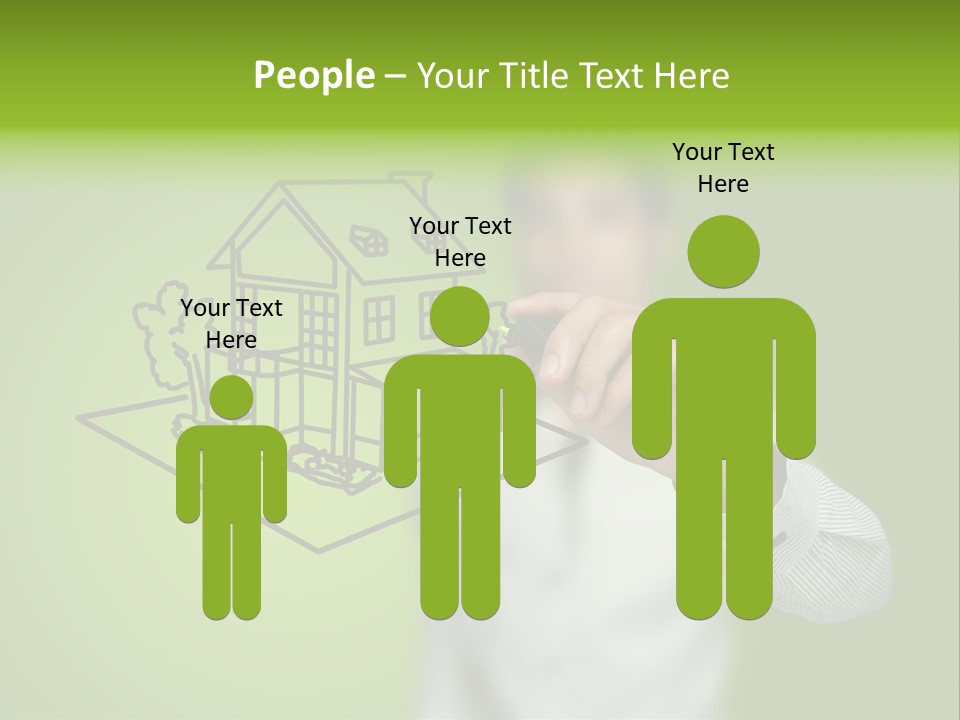 A Man Drawing A House On A Green Background PowerPoint Template