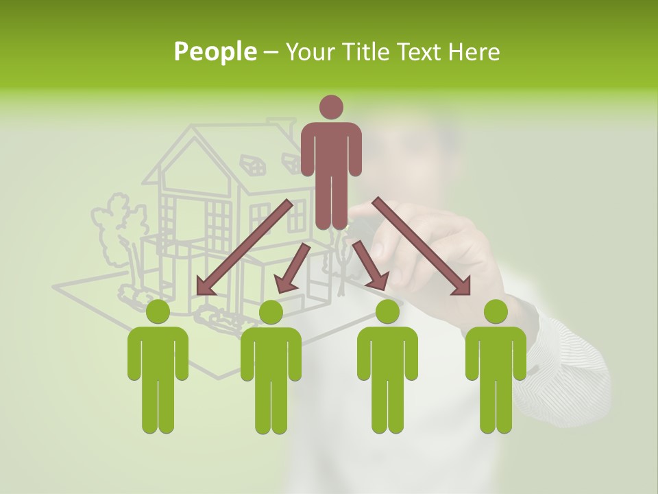 A Man Drawing A House On A Green Background PowerPoint Template