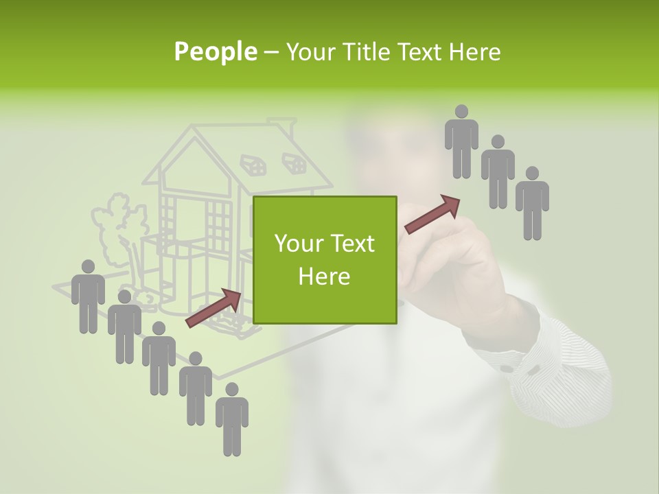 A Man Drawing A House On A Green Background PowerPoint Template