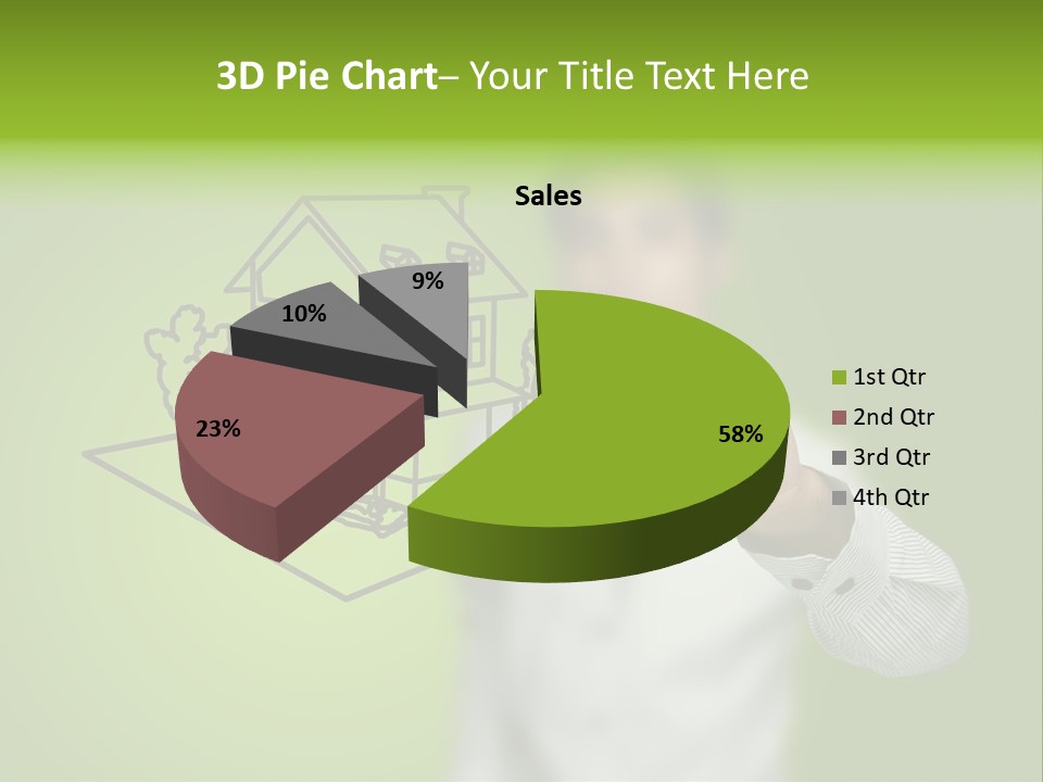 A Man Drawing A House On A Green Background PowerPoint Template