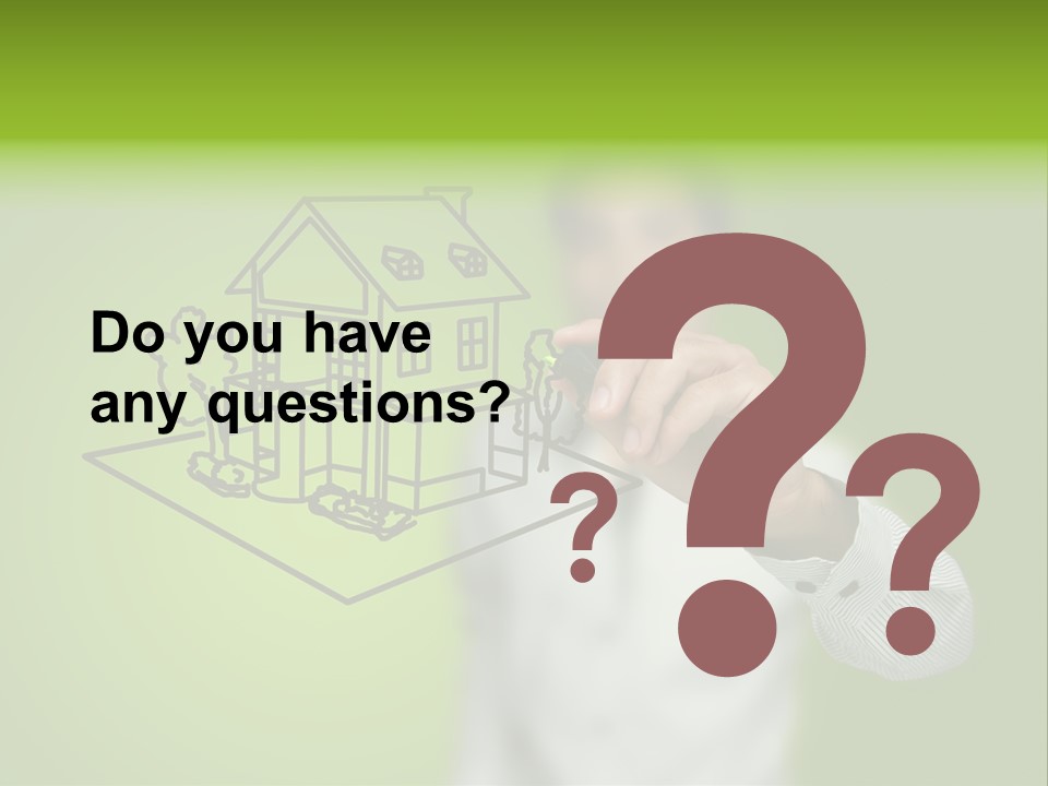 A Man Drawing A House On A Green Background PowerPoint Template