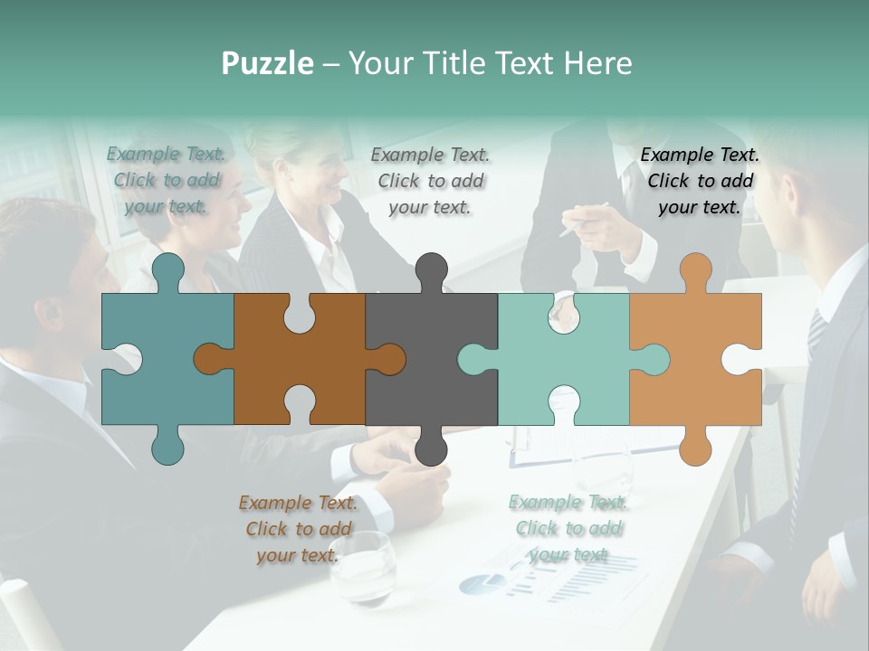 A Group Of Business People Sitting Around A Table PowerPoint Template