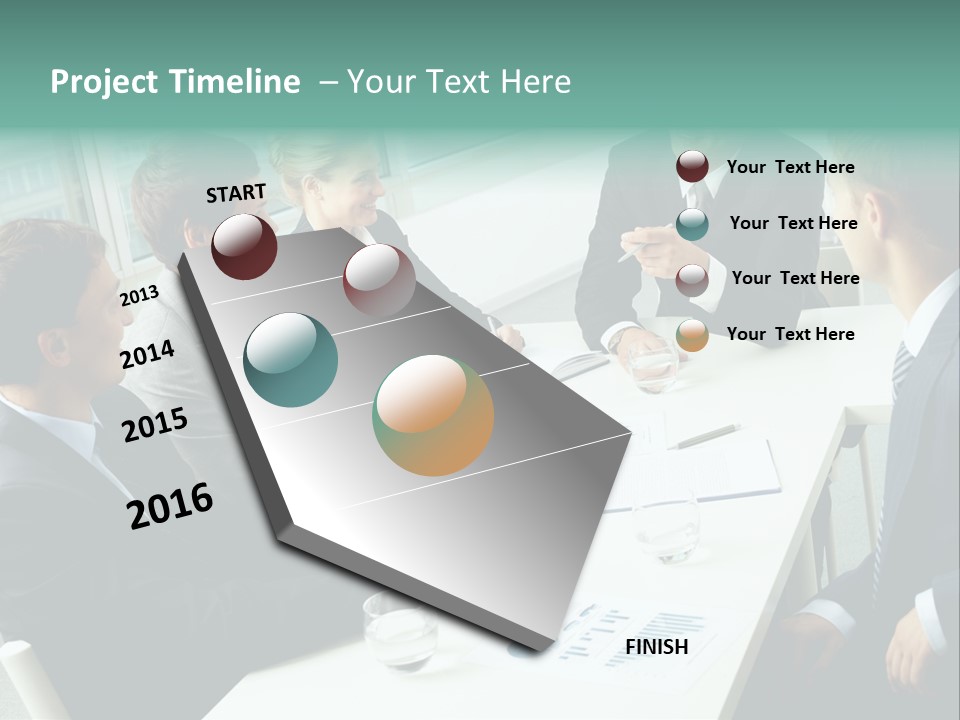 A Group Of Business People Sitting Around A Table PowerPoint Template