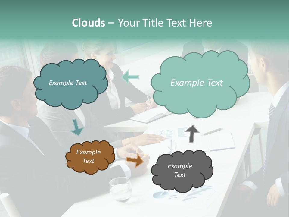 A Group Of Business People Sitting Around A Table PowerPoint Template