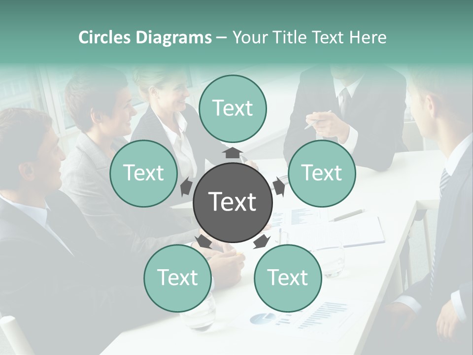 A Group Of Business People Sitting Around A Table PowerPoint Template