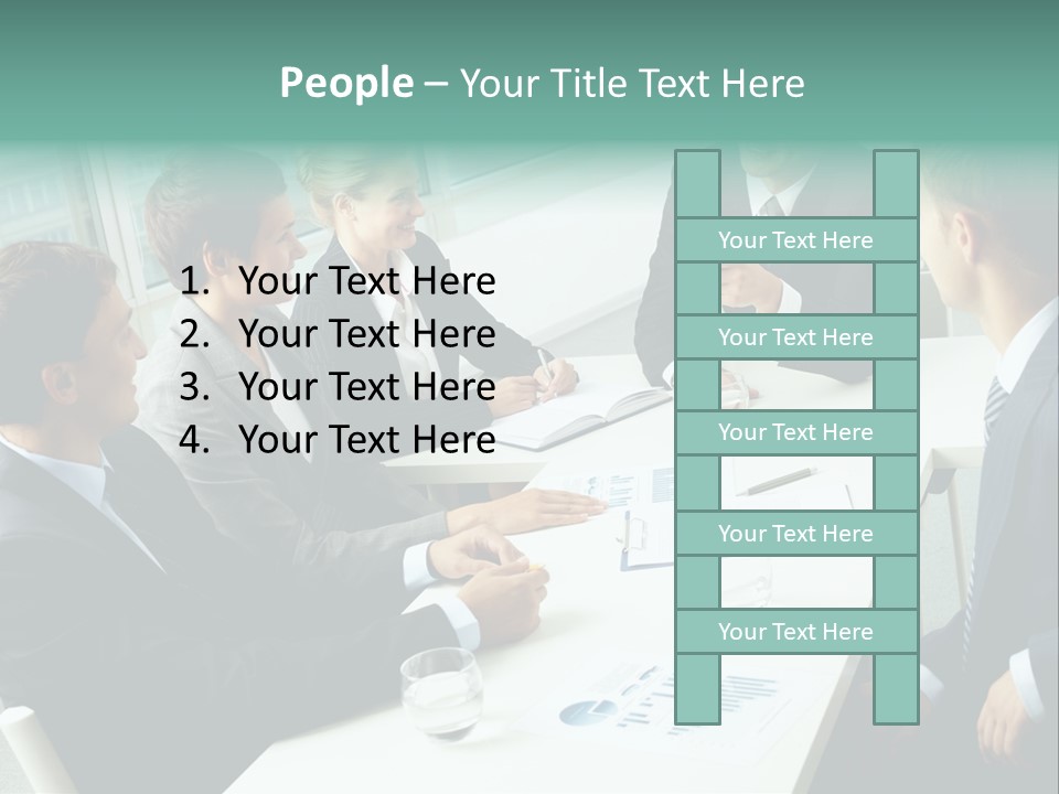 A Group Of Business People Sitting Around A Table PowerPoint Template