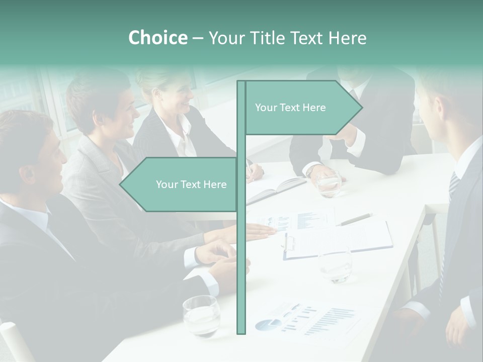 A Group Of Business People Sitting Around A Table PowerPoint Template