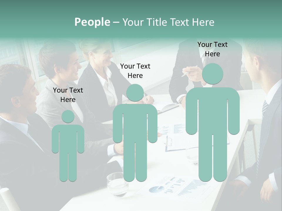 A Group Of Business People Sitting Around A Table PowerPoint Template