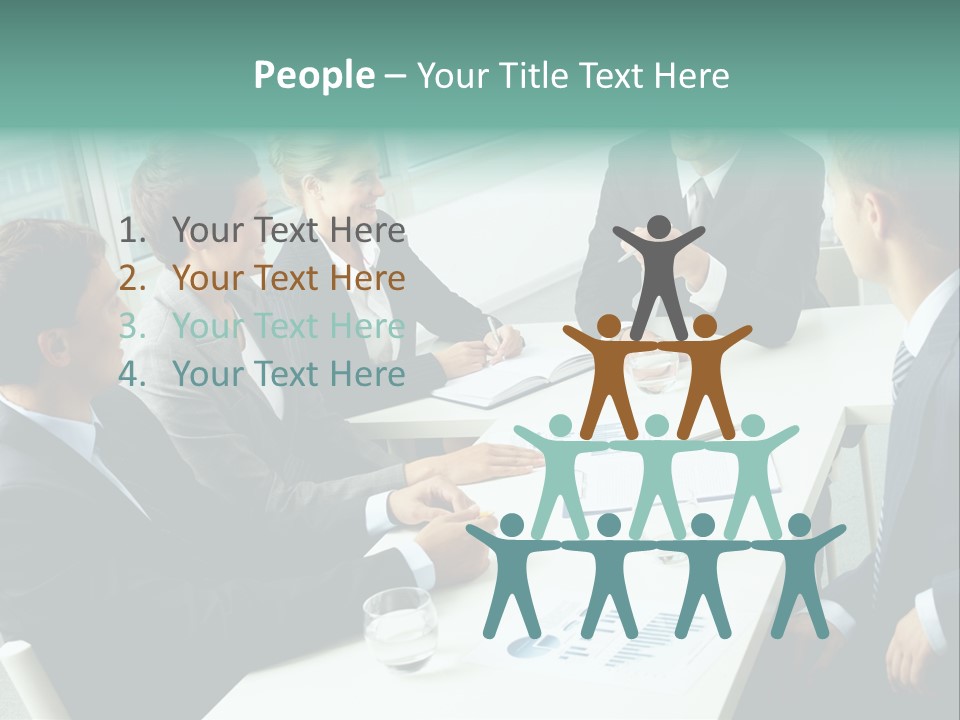A Group Of Business People Sitting Around A Table PowerPoint Template