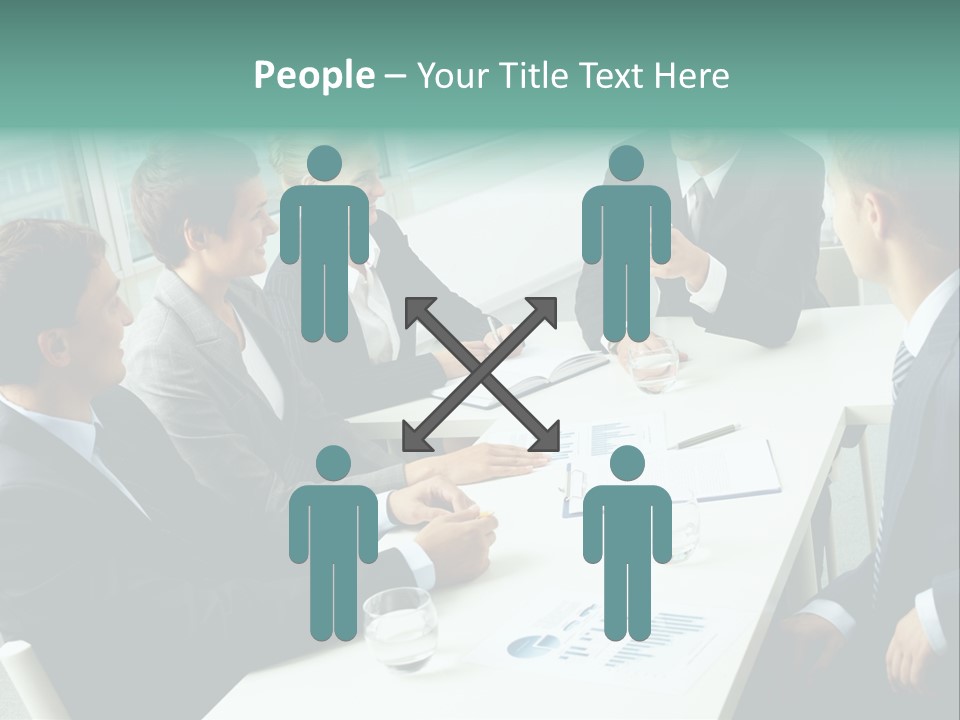 A Group Of Business People Sitting Around A Table PowerPoint Template