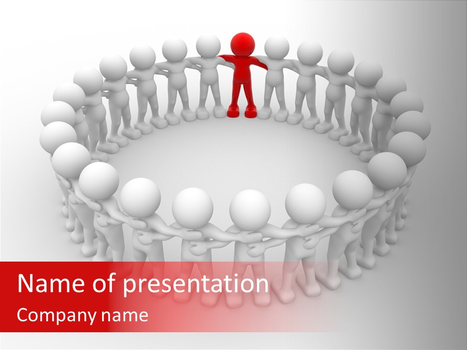 A Group Of People Standing In A Circle With A Red Person Standing In The Middle PowerPoint Template