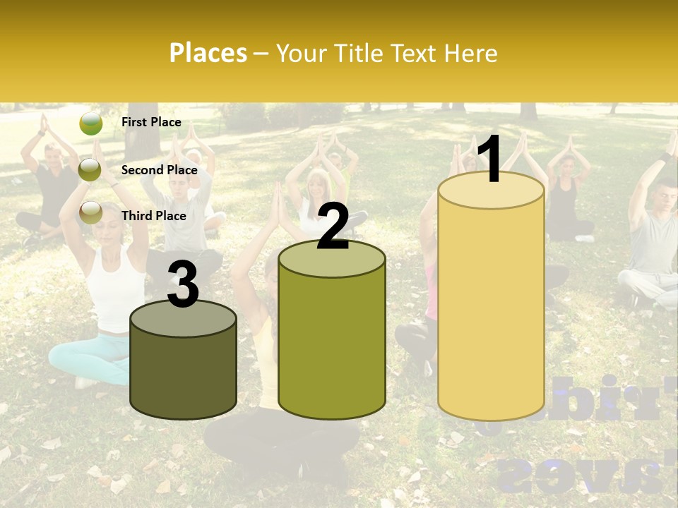 A Group Of People Doing Yoga In A Park PowerPoint Template