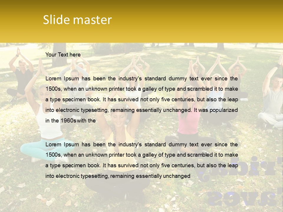 A Group Of People Doing Yoga In A Park PowerPoint Template