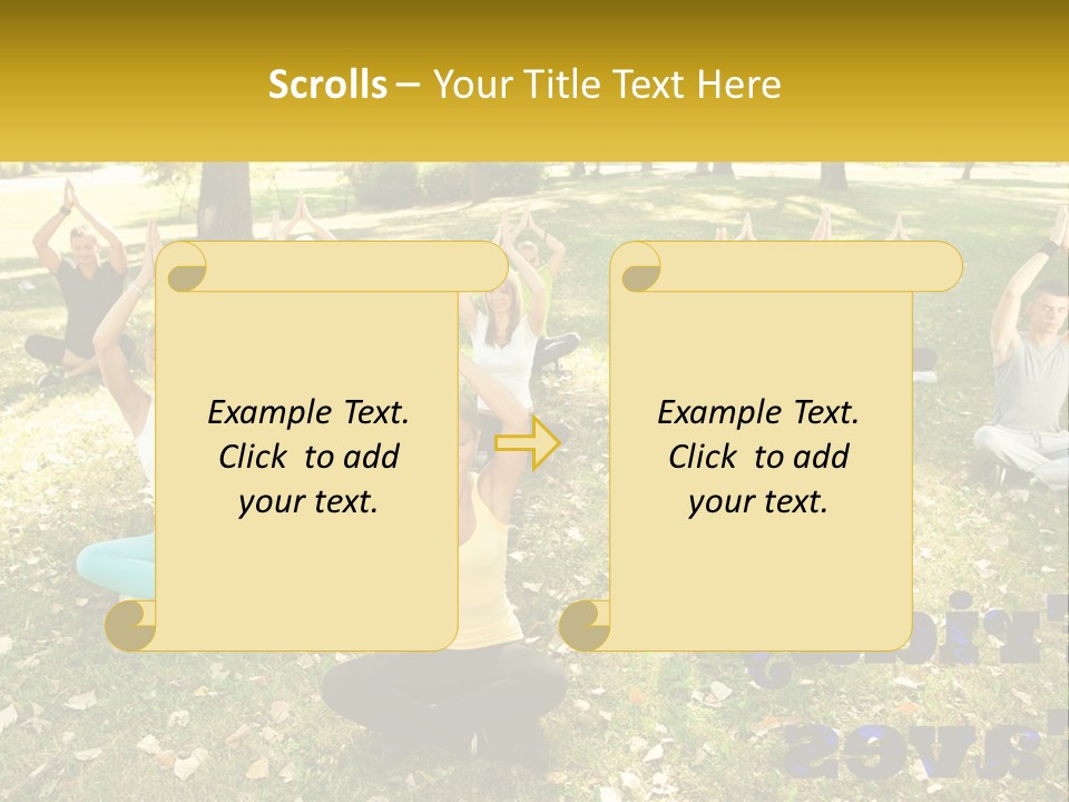 A Group Of People Doing Yoga In A Park PowerPoint Template