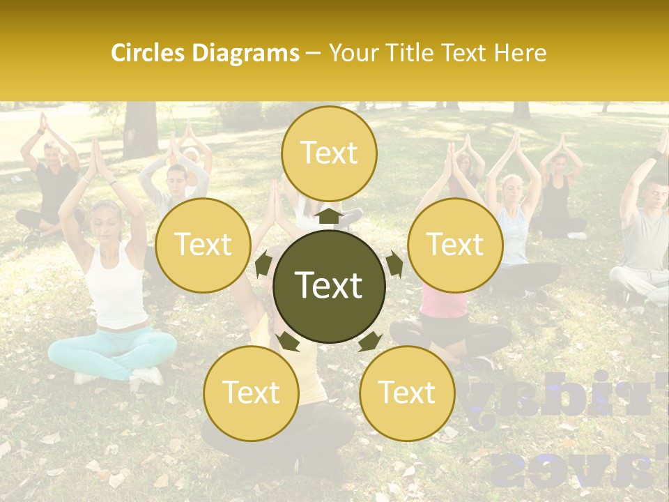 A Group Of People Doing Yoga In A Park PowerPoint Template
